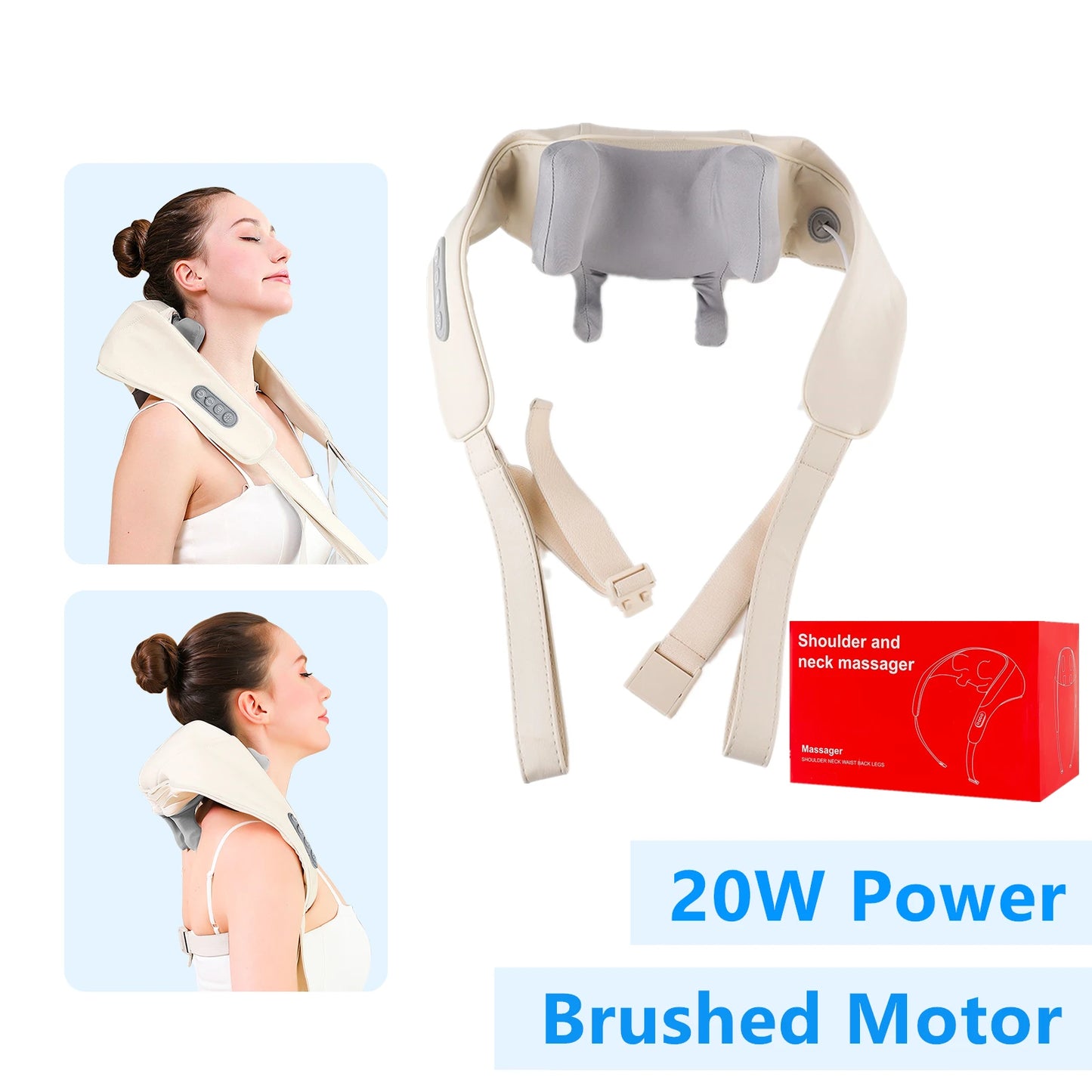 26W Neck and Shoulder Massager Wireless Shoulder and Back Kneading Massage Shawl Trapezius Neck Cervical Masajeador