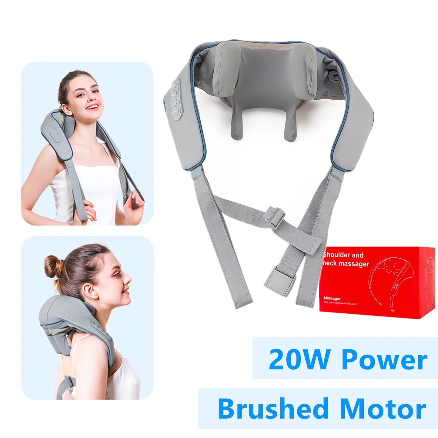 26W Neck and Shoulder Massager Wireless Shoulder and Back Kneading Massage Shawl Trapezius Neck Cervical Masajeador