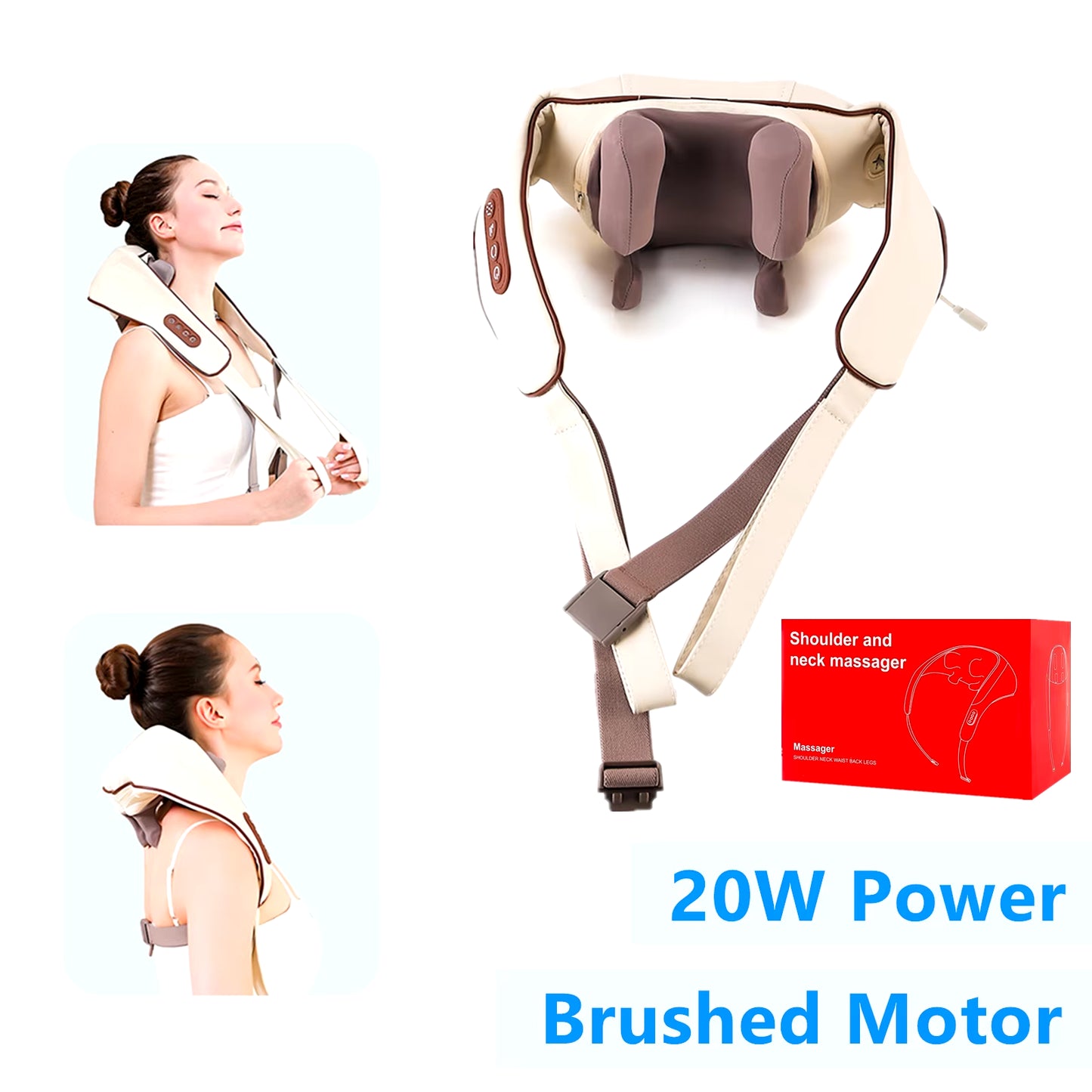 26W Neck and Shoulder Massager Wireless Shoulder and Back Kneading Massage Shawl Trapezius Neck Cervical Masajeador